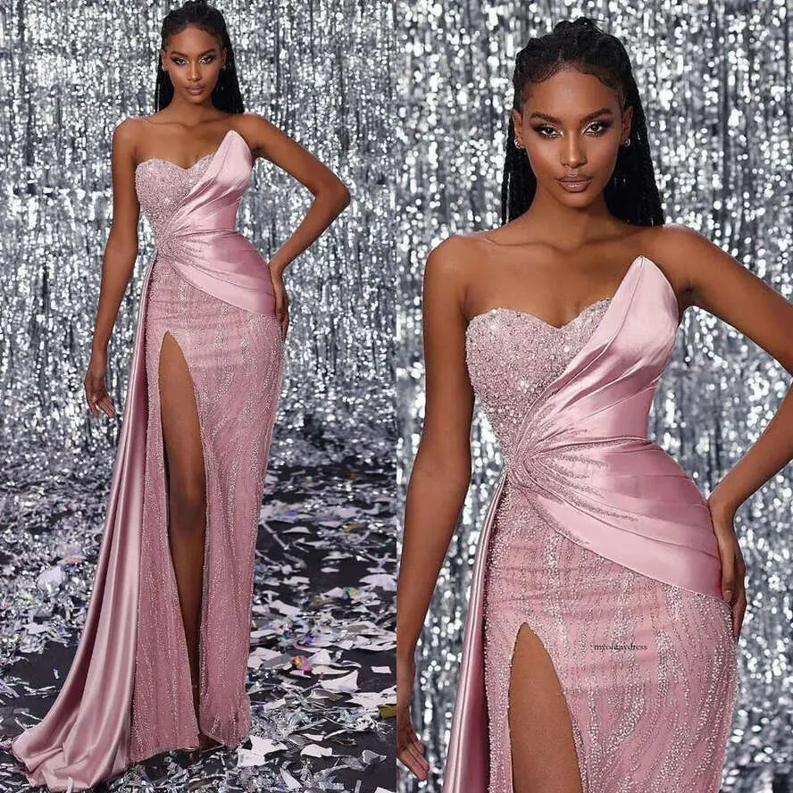 Thigh split evening dress sale
