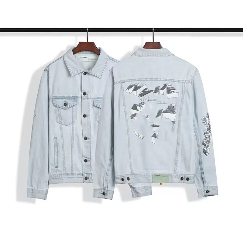 Block Design Jacket Distressed Denim Jacket: 3D Hand-Painted Building Block Design - Autumn ...