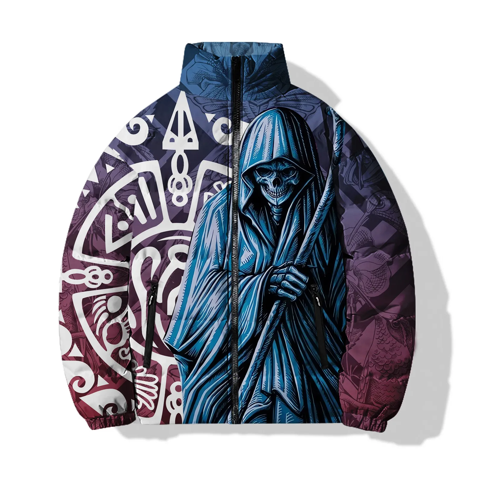 ジャケット・アウター Skelton Sedge Winter Jacket Mens 3D Printed Skeleton Skull Parka Cool & Warm Winter