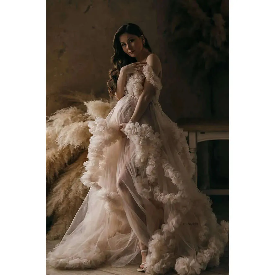 Long Elegant Champagne Tulle Maternity Evening Dress with Zipper Back and  Sweep Train from Dhgate Evening Dresses - price 98.07