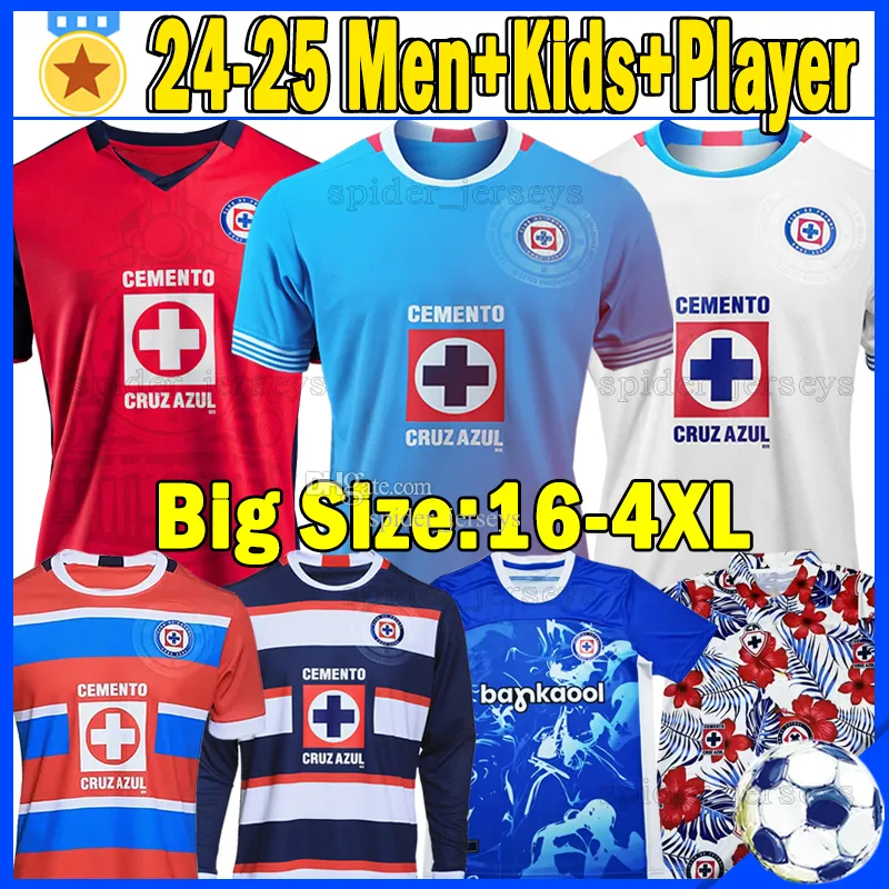 Cruz Azul /25 Soccer Jersey Liga MX Fan Player Versions Adult Kids  Sizes XXXL, 4XL, 24, 25 Official Football Shirts