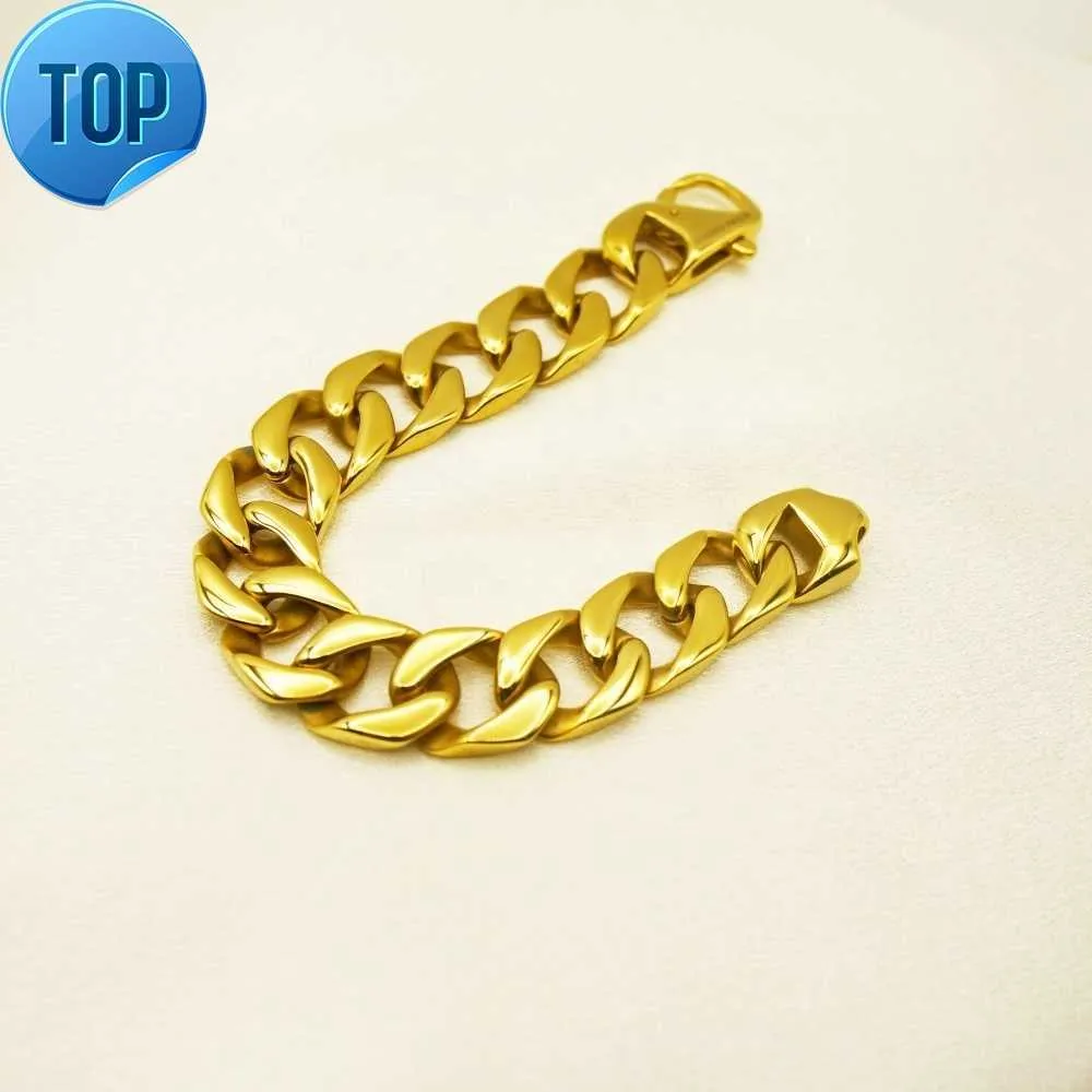 15mm Wide Silver Stainless Steel Cuban Link Bracelet - Men's Rombo Chain Jewelry - View #6