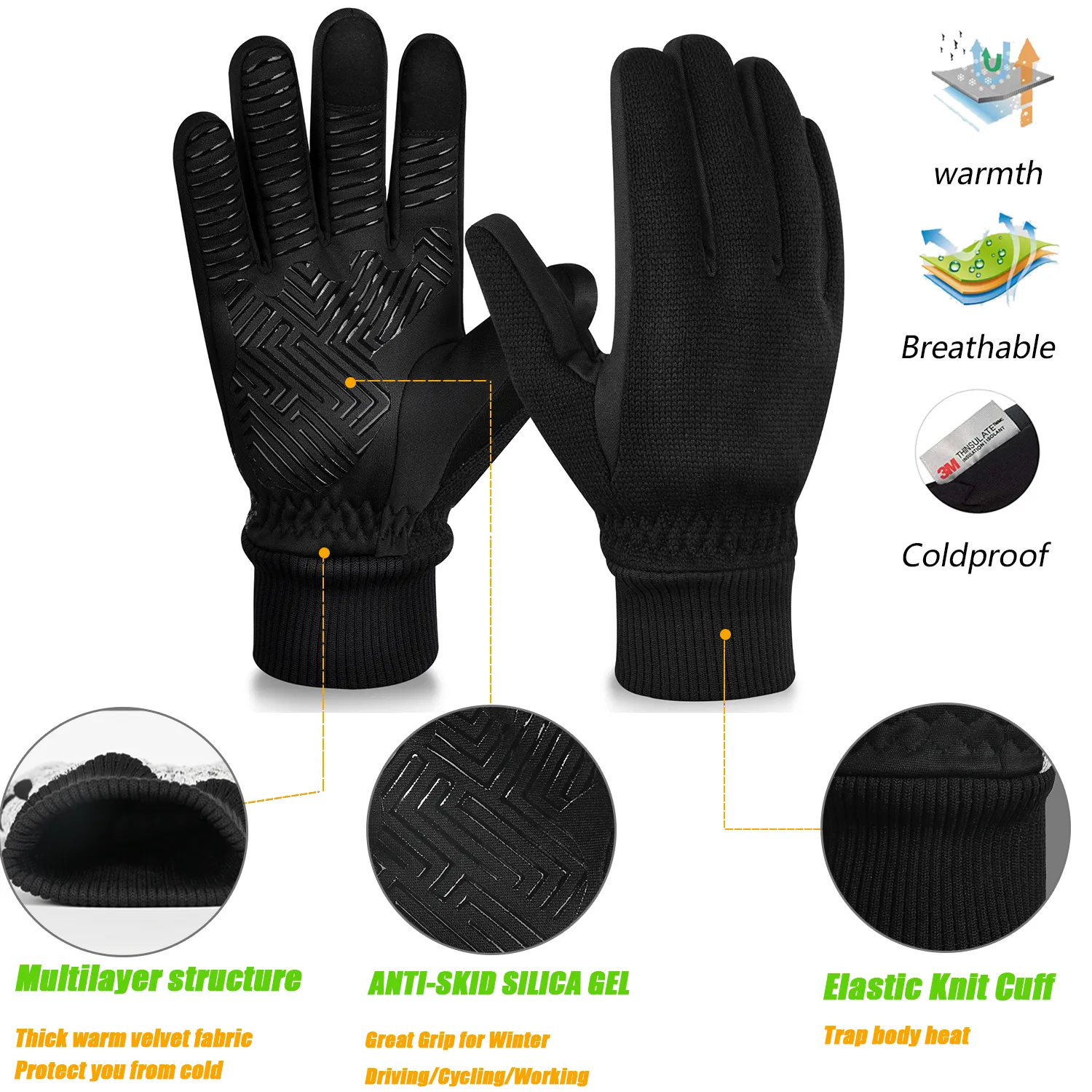 Thermal Gloves Men 40 Winter Men Women Ski Thermal Warm Touch