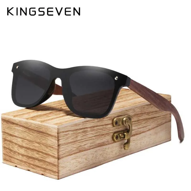 KINGSEVEN UV400 Mens Polarized Walnut Wood Handmade  display picture 2