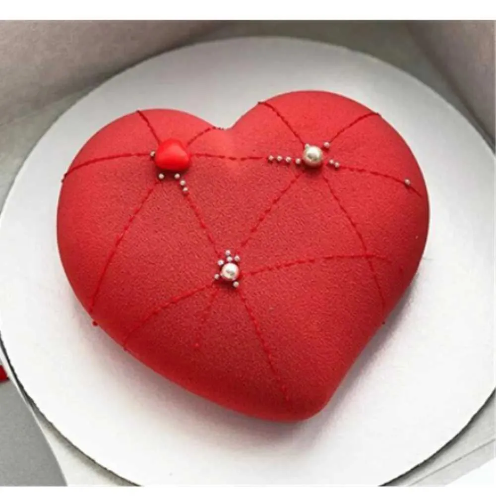 Diamond Heart Mousse Cake Mold Trays, Silicone Breakable Heart Mold