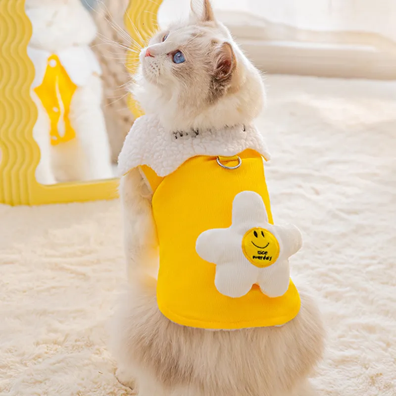 Cute Cat Small Dog Corduroy Winter Coat Warm Pet Vest Harness