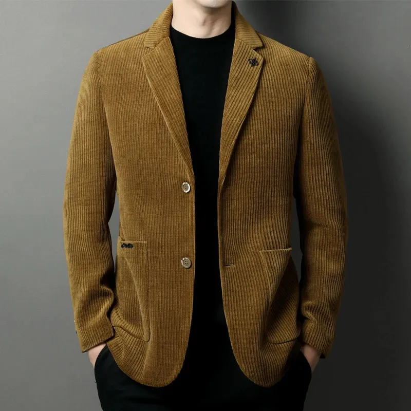Premium Corduroy Suit Jacket: Mens Autumn/Winter Velvet Casual Set