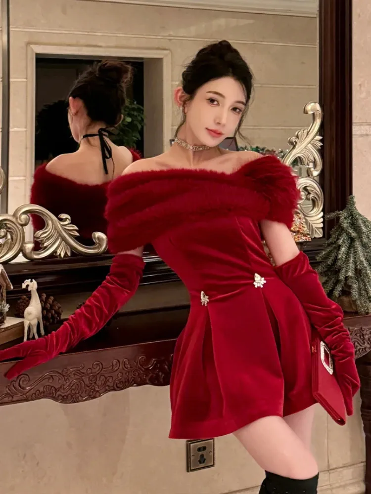 red velvet holiday dress women Red Velvet Mock Neck Padded Shoulder Midi Dress *FINAL SALE* – SSYS