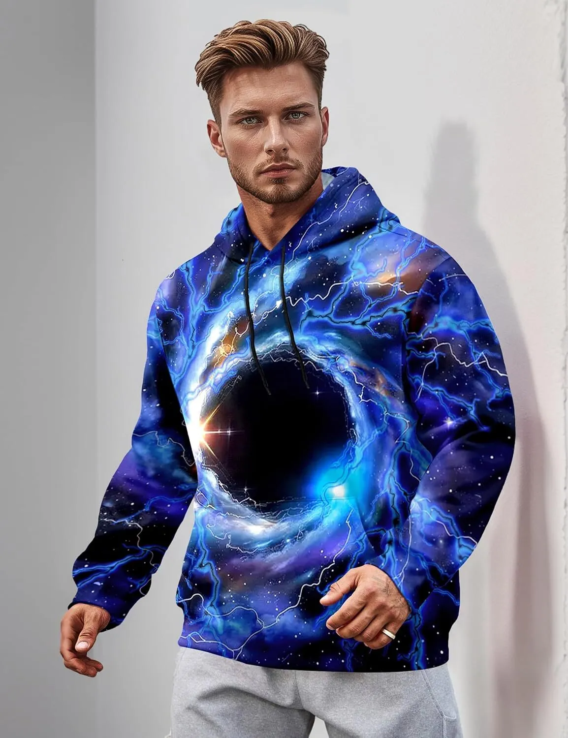 Galaxy Print Hoodies Men Galaxy Print Hooded Sweatshirt Galaxy