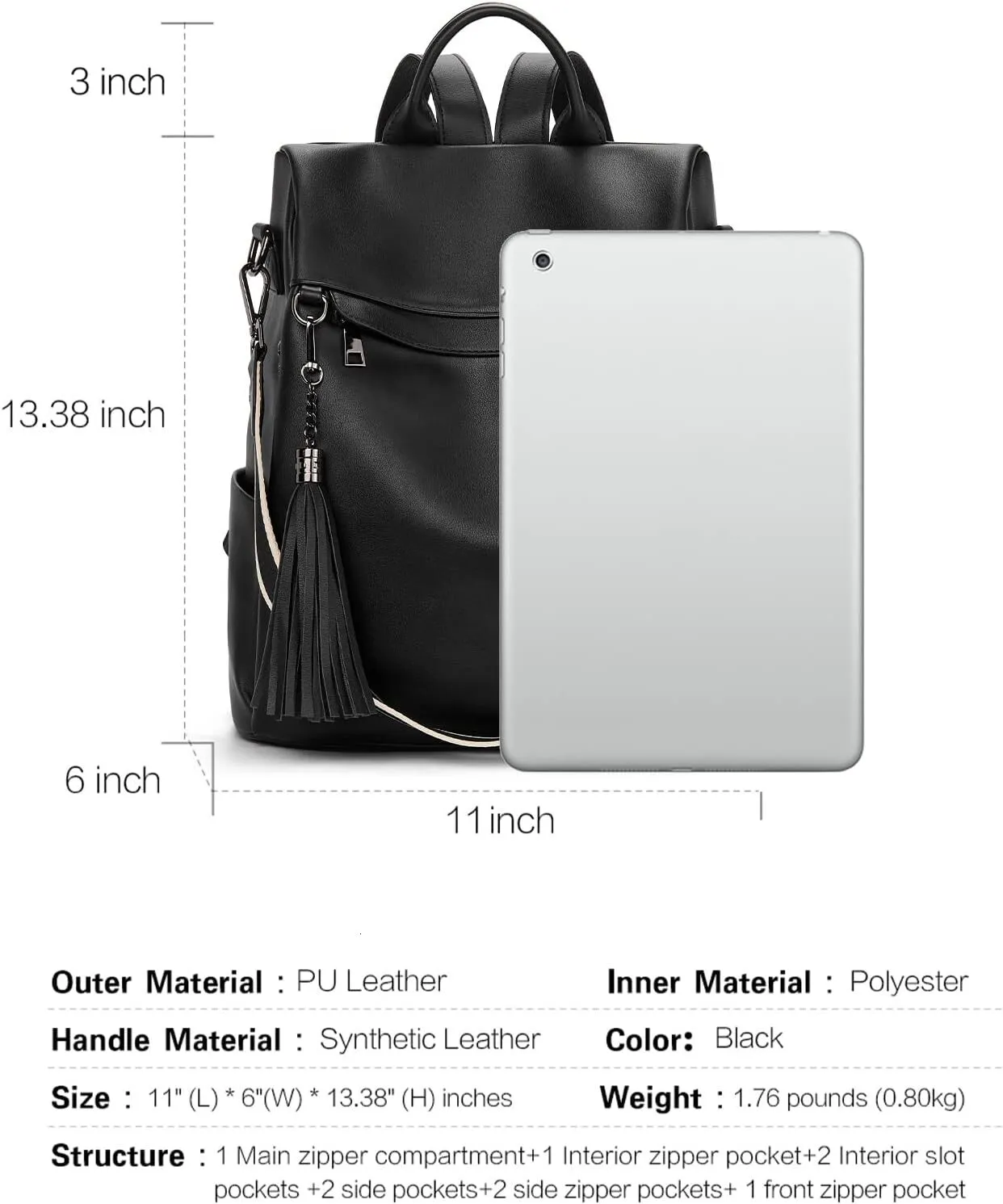 Women Leather Backpack Purse, Anti Theft Travel Backpack 