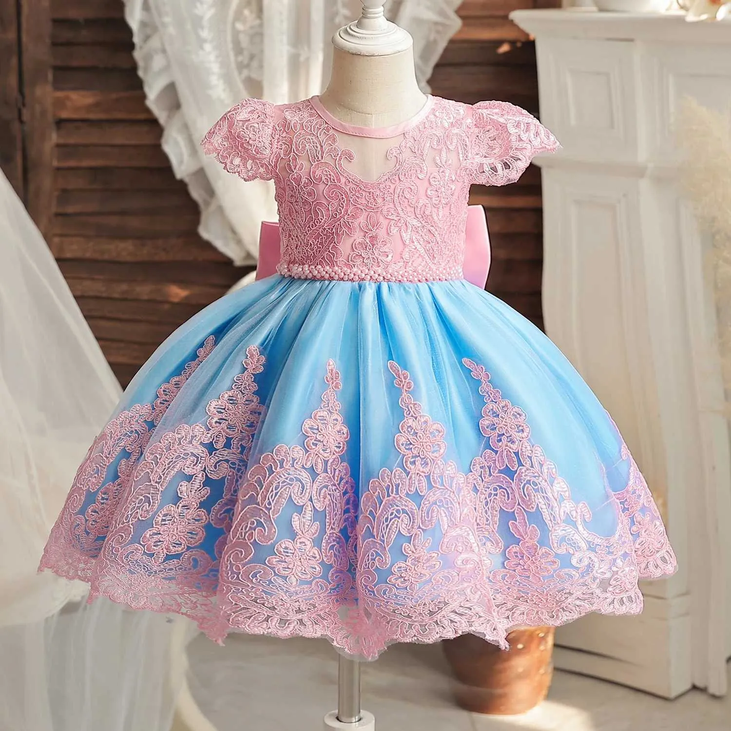strapless open back dress Princess tutu set-Girls Birthday outfit-Princess tutu dress