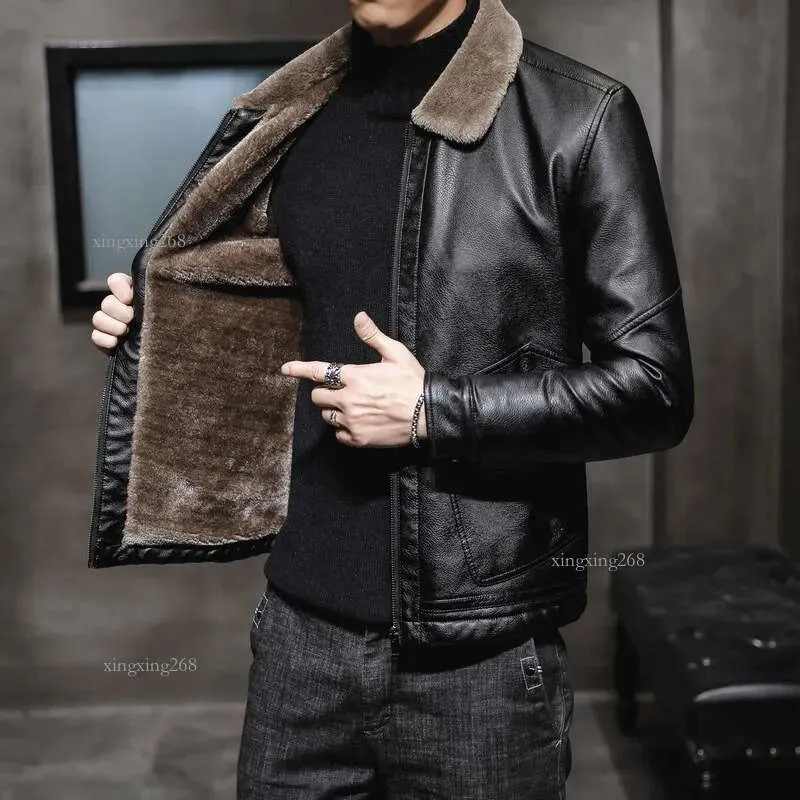 Winter Fur Leather Jacket Mens Plus Size 4XL Suede Leather Jackets