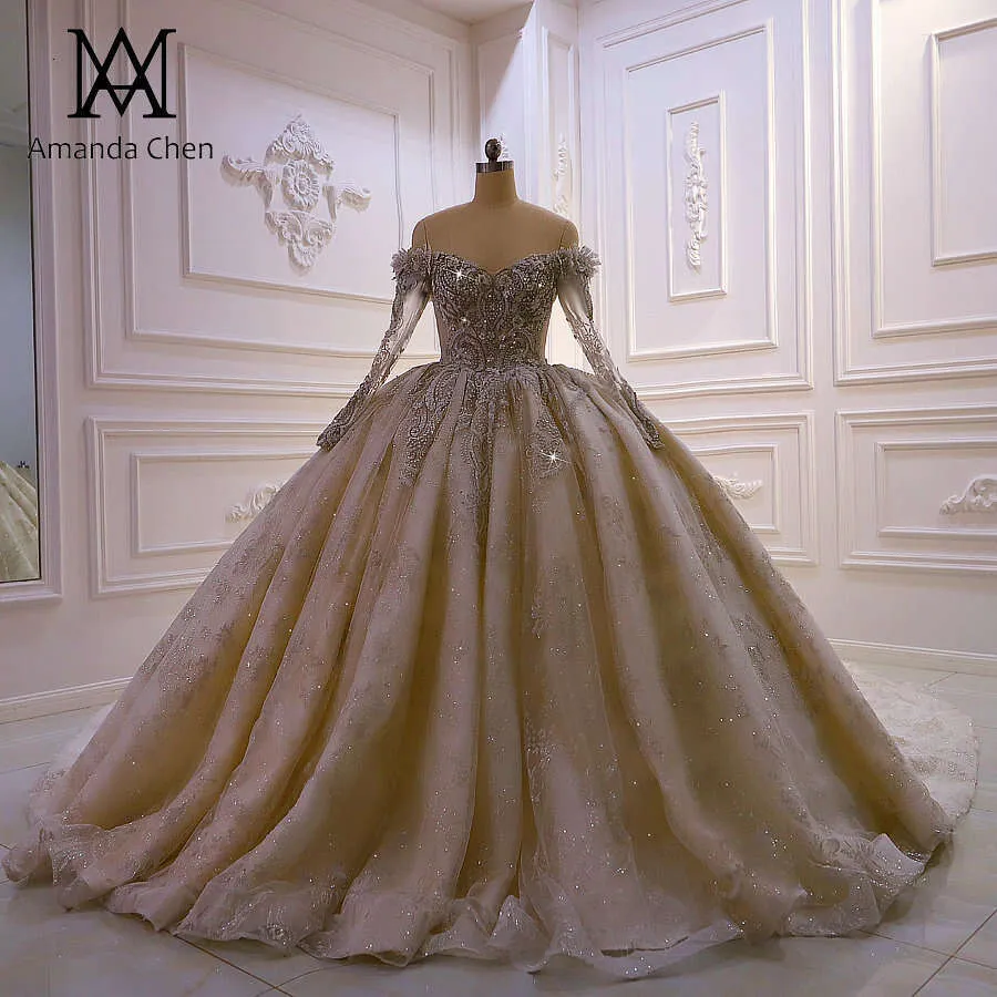 sachin and babi light blue dress Sophia Champagne Lace A-Line Wedding Dress main image 1