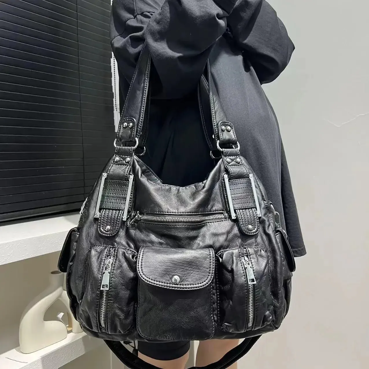 Y2K Women's motorcycle backpack with Old Lychee Pattern