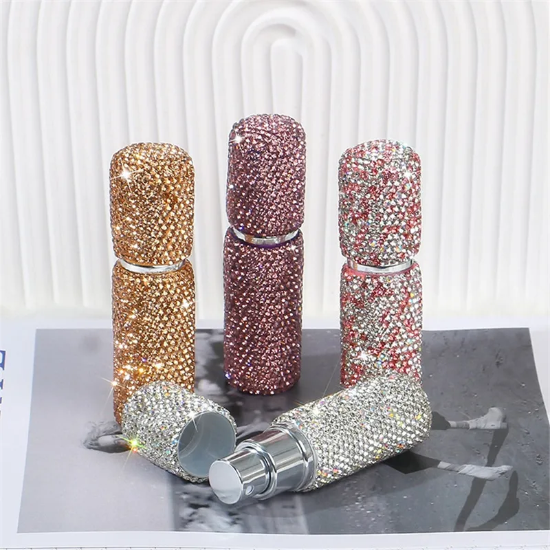 Mini Perfume Spray Bottle: 10ml Bling Rhinestone Travel Atomizer