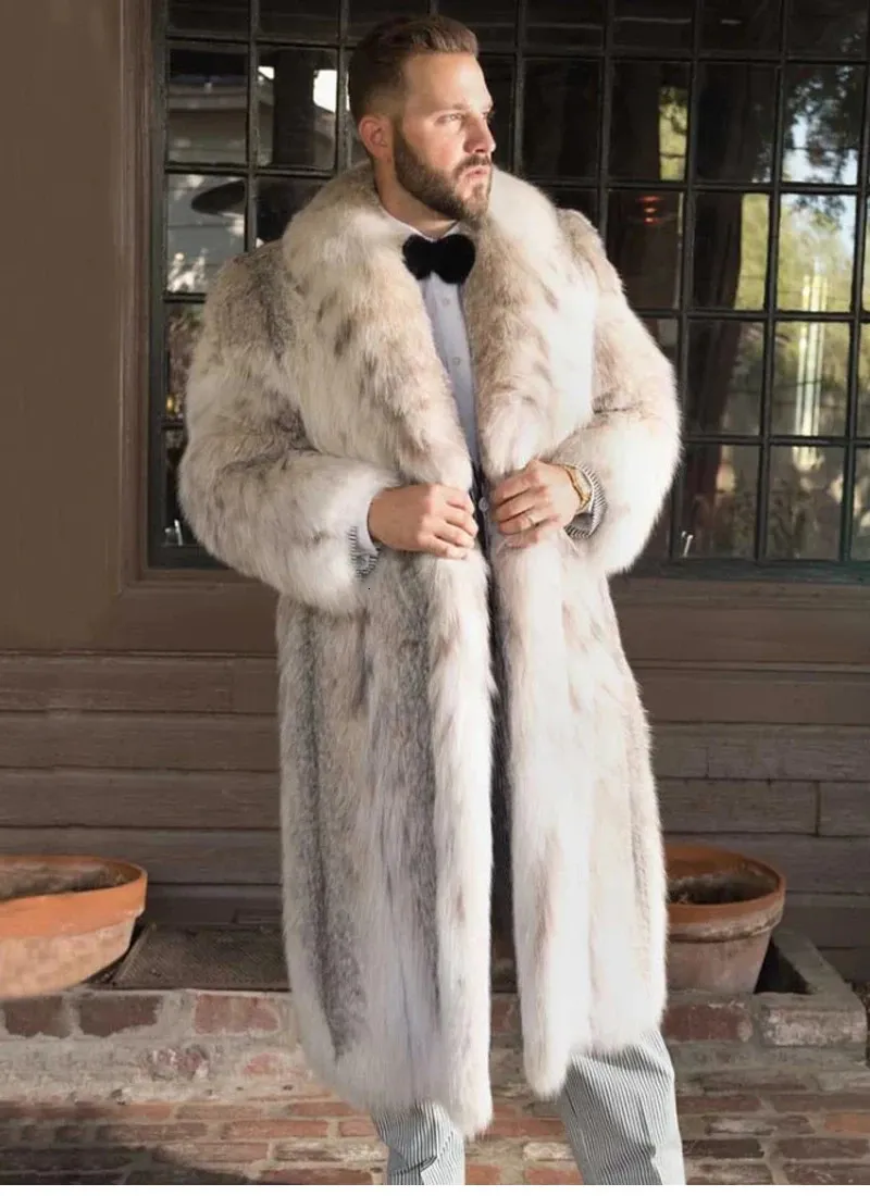 Mens Fur Coat Winter Chic Long And Thick Warm And Soft Artificial