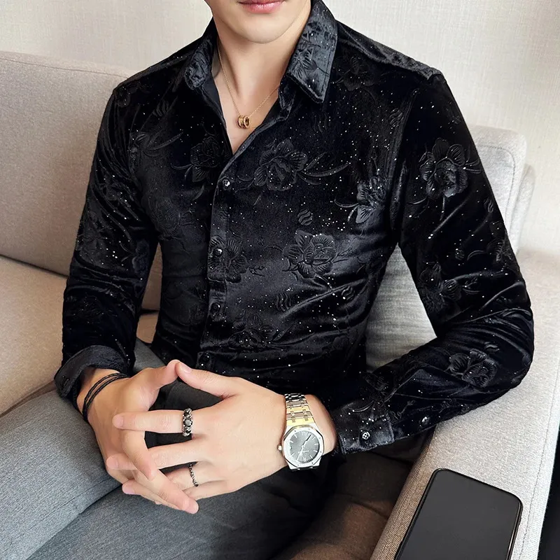 mens velvet dress shirt Daniel Ellissa Men's French Cuff Shirt Set - Metallic Velvet - Navy - 19.5 36/37