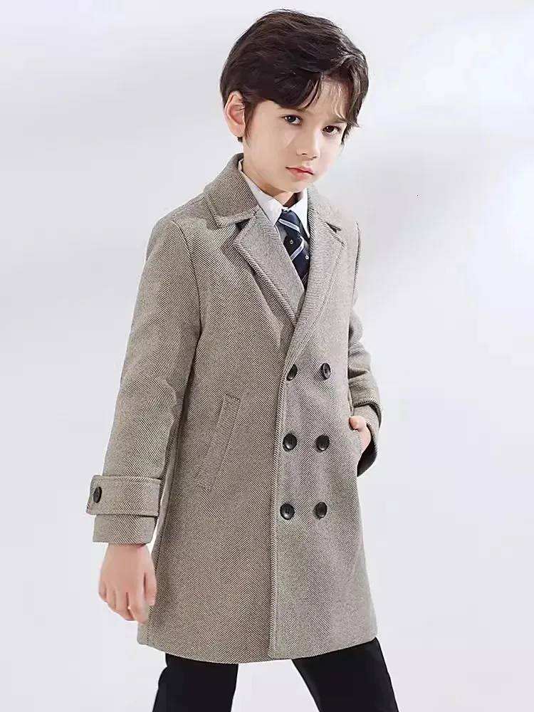 Oversized Long Wool Coat For Kids Warm Winter Windproof Jacket