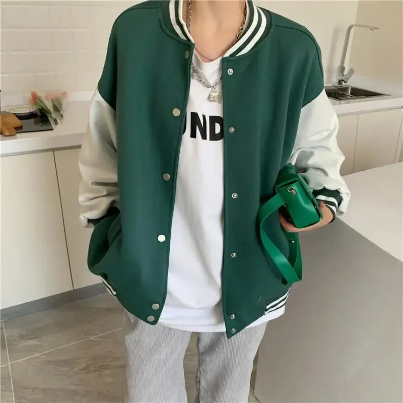 Korean Winter Jacket Coat Deeptown Oversized College Style Green