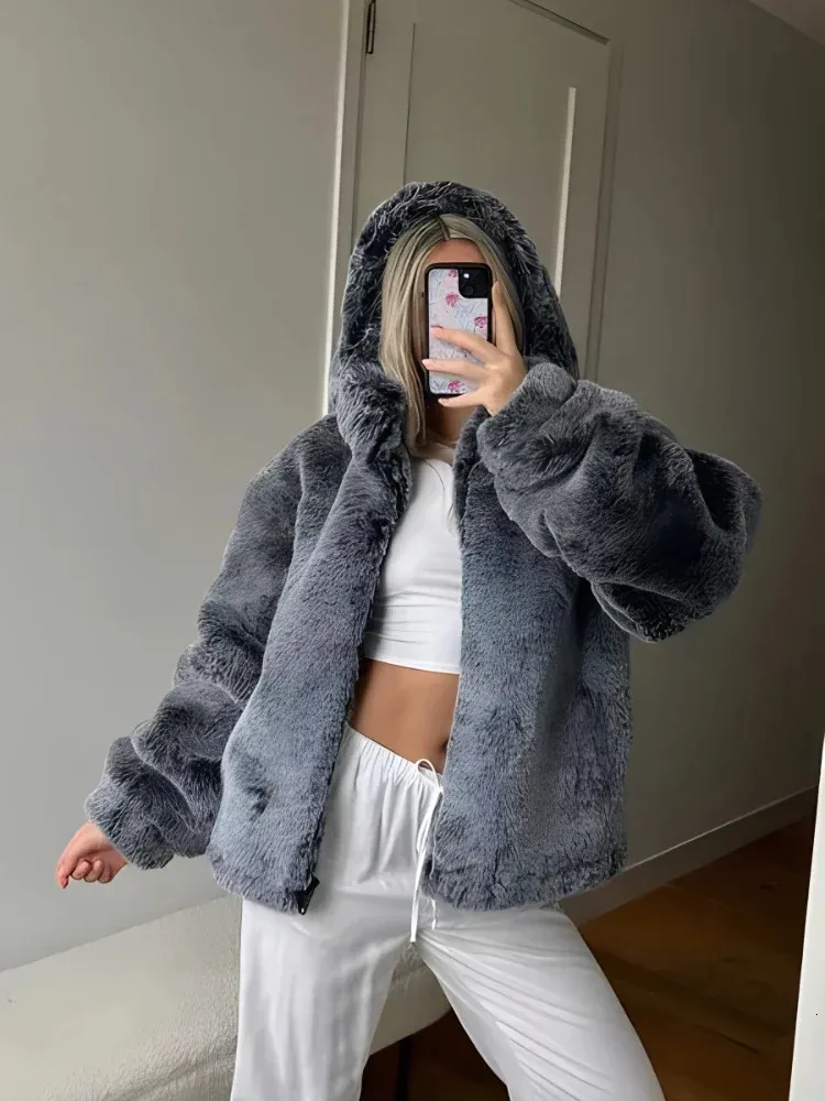 ジャケット・アウター Faux Fur Hoodie Duffle Coat Faux Fur Hoodie Duffle Coat