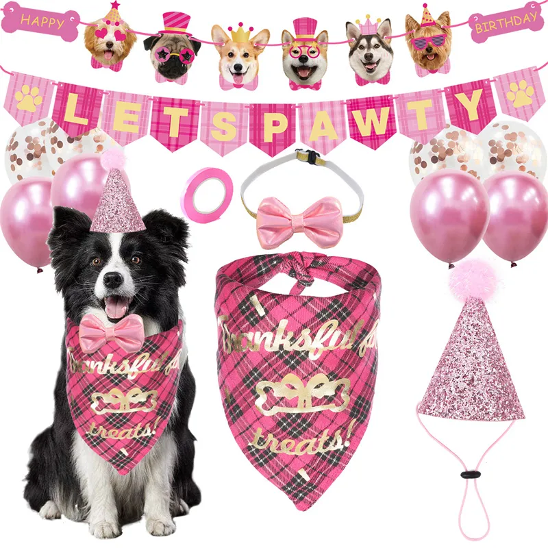 Hunde-Geburtstags-Bandana – Mit Aufdruck „It’s My Birthday“, Für Kleine Bis Große Hunde, Hellrosa