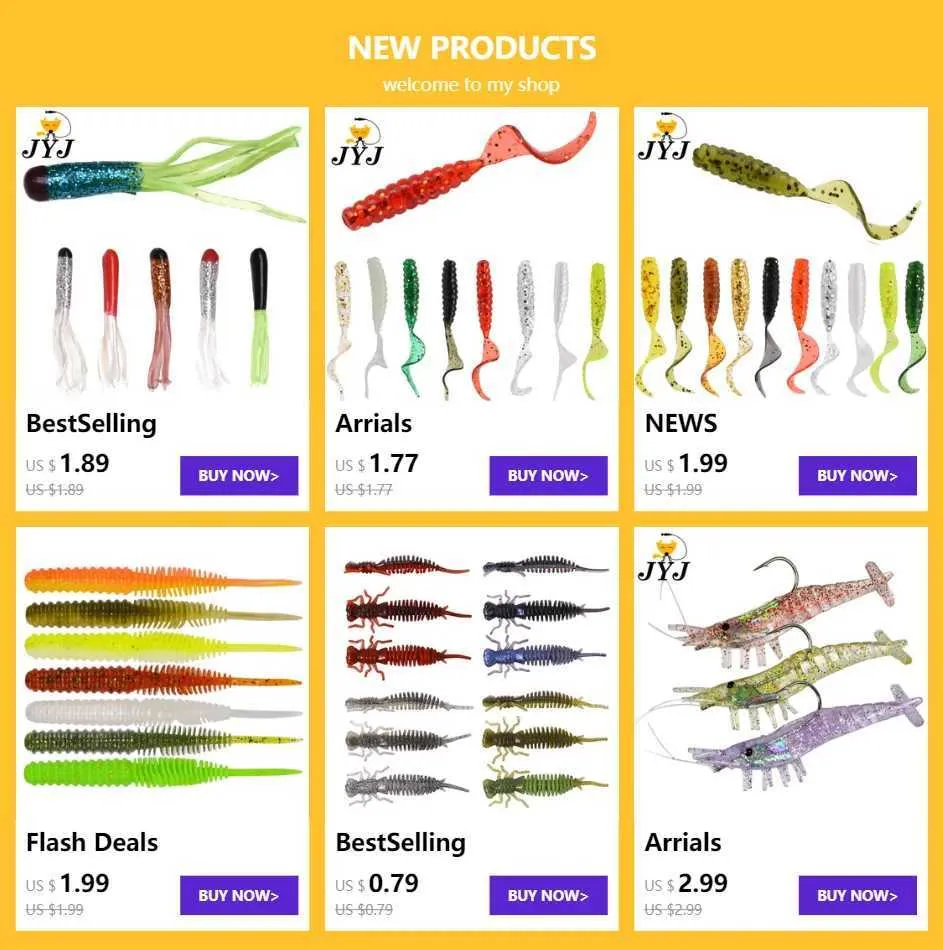 100 Señuelos De Silicona Tipo Gusano Grub Para Pesca - 4 Colores (rojo, Blanco, Amarillo, Beige), 2.4x0.4cm, Para Agua Dulce Y Mar