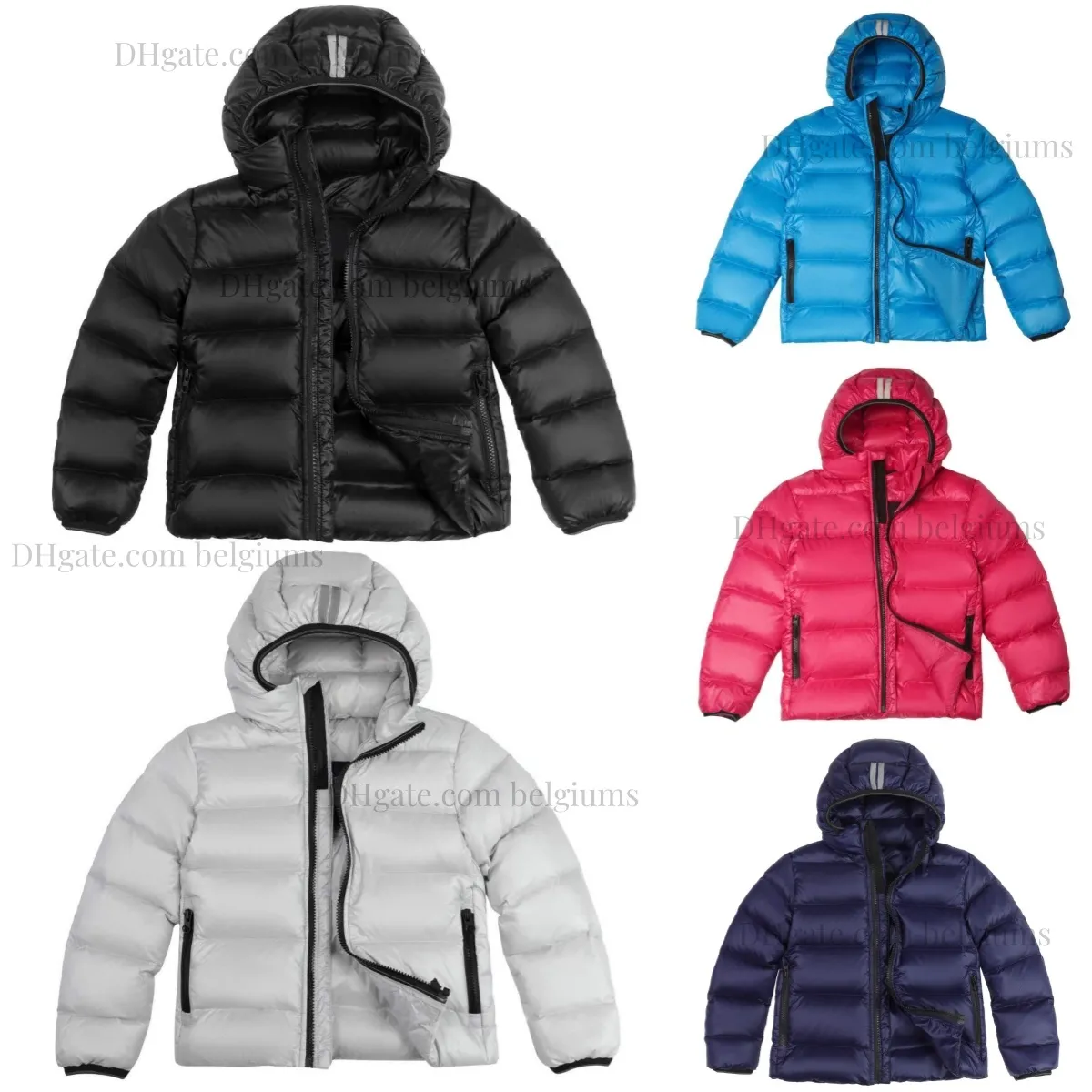Jovenes para ninos pequenos encapuchados por las chaquetas Parkas Abrigos calientes de invierno para ninas para ninos Tamanos 100 150 cm Negro