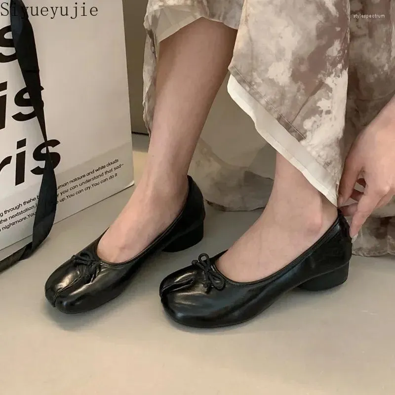 Womens Casual Split Toe Ballerina Mary Janes Ballet Flats with Bow ...