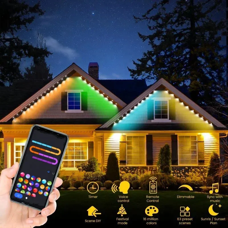 Outdoor Lights 90 LED Eaves Smart String RGB