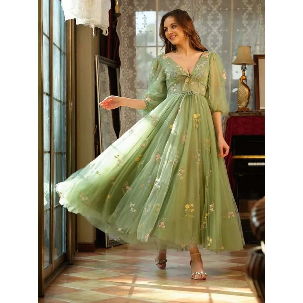 fairy prom dress with sleeves Fairy Prom Dress 2024 with Long Sleeves Detachable – DressCulture main image 0