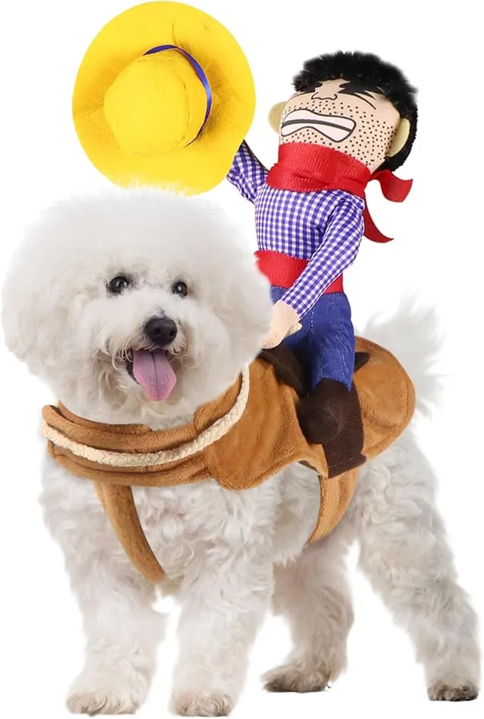 Save Big on Bulk Cowboy Riding Dog Costume Dog Costumes Funny Cowboy Rider  Costume For Dogs, Large Dog Halloween Costumes, Adjustable Pet Outfit For 
