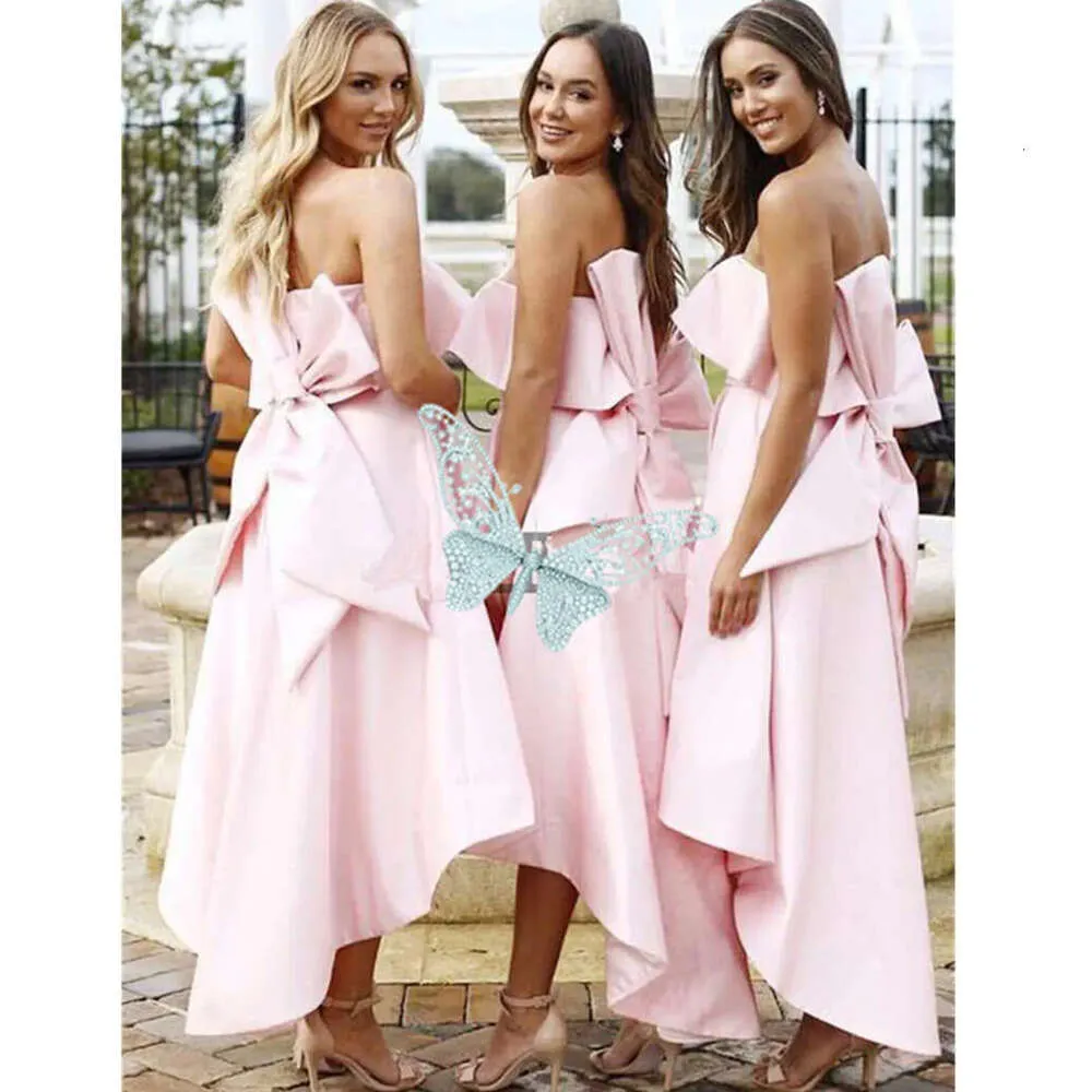 Pink Bridesmaid Dress Strapless Bow Tea Length Dress... From Redwhitebliss, $65.36 | DHgate.Com Pink Bridesmaid Dress Strapless Bow Tea Length Dress... From Redwhitebliss, $65.36 | DHgate.Com