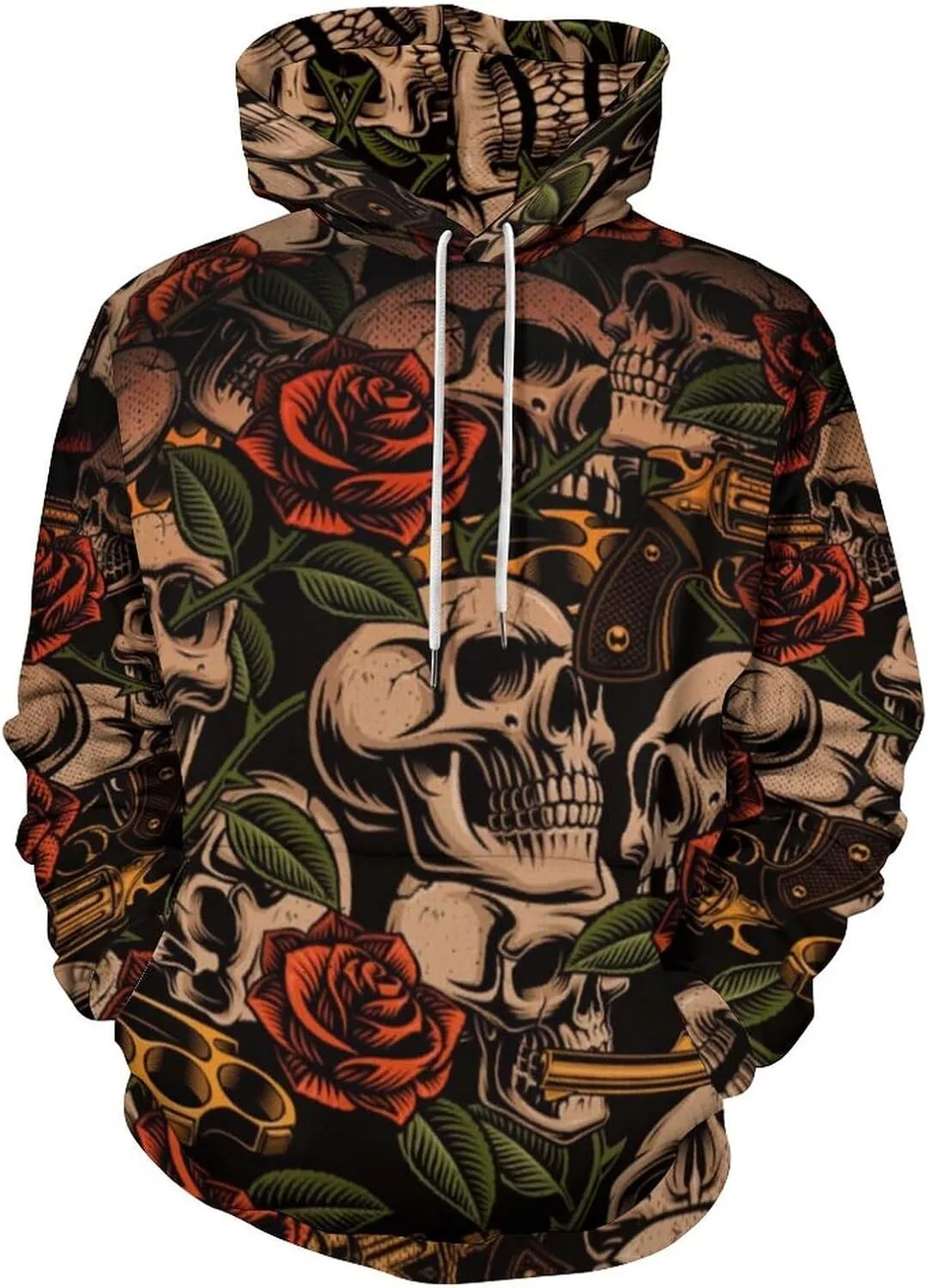 Calavera Estampada Floral Unisex Sudadera Con Capucha |Mezcla De