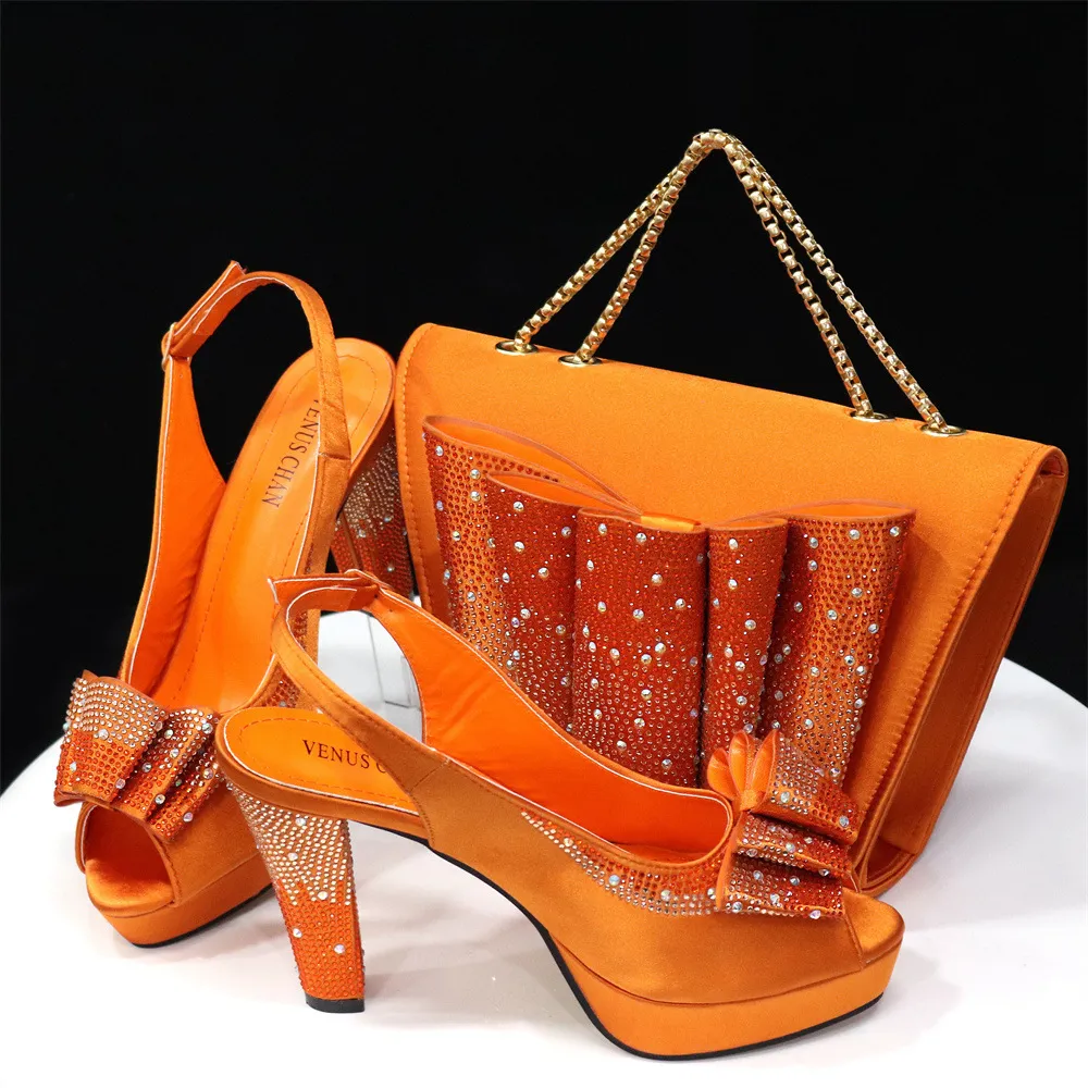 Clutch Orange Sandals And Matching Bag Wholesale Italian Shoes And