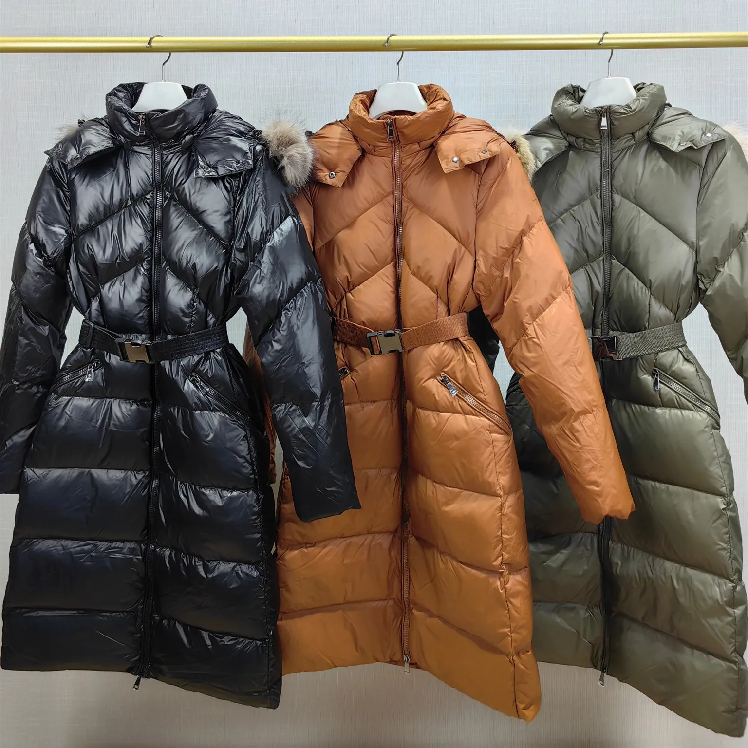 Groß sparen beim Kauf von Langpuffermantel Frauen Damen Down Jacke Mit  Natürlichen Pelzkragen Langer Wintermantel, Premium Puffer, Taillenzug,  Warme