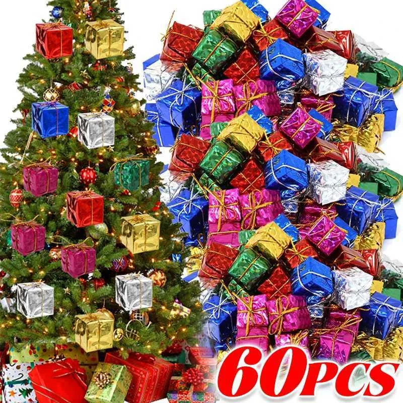 Mini Xmas Tree Gift Boxes: Colorful Square Pendants, Decorative Xmas ...