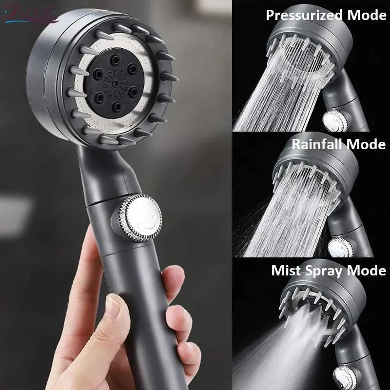 High Pressure Rainfall Shower Head with Filter & 3 Modes - Water Saving ...