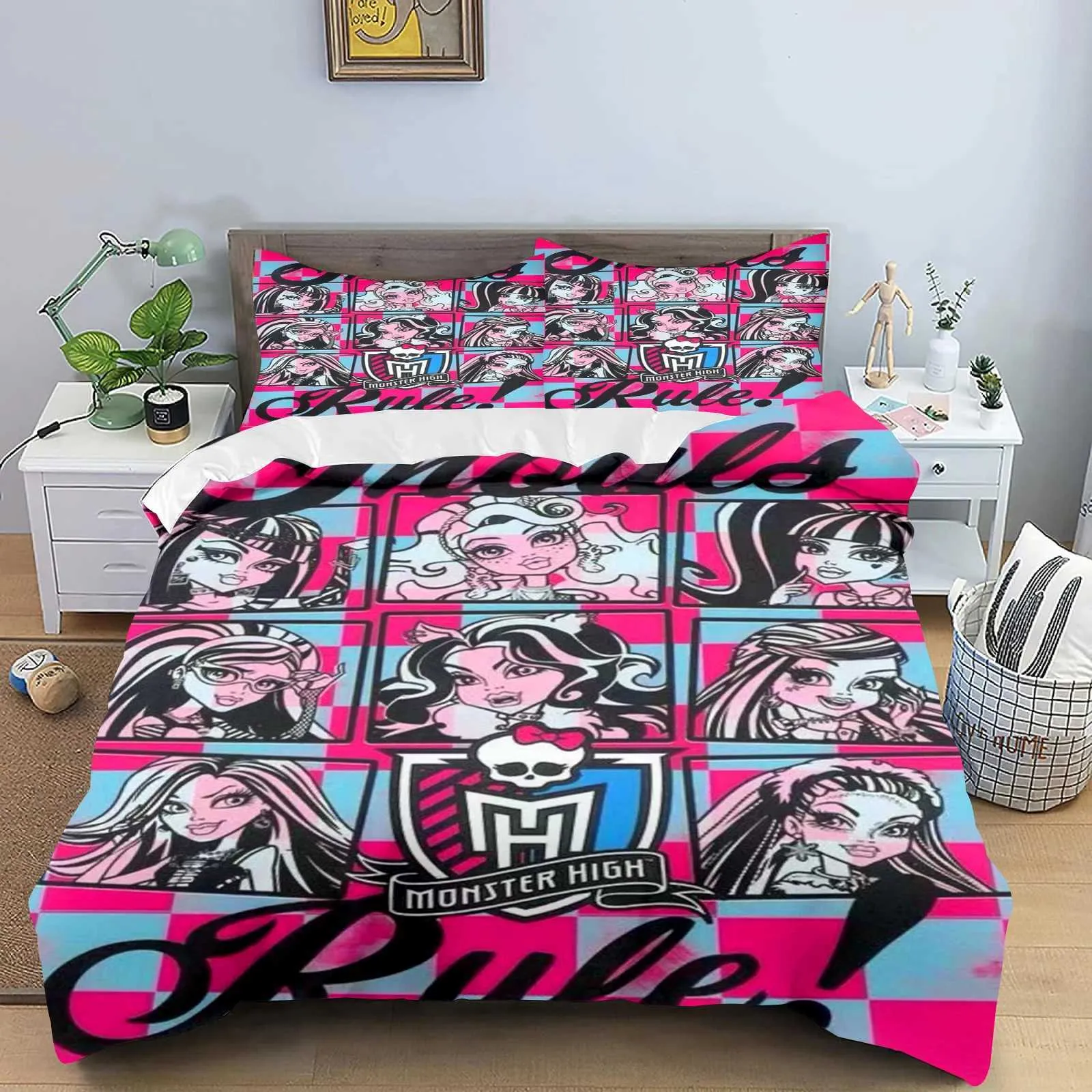 Monster High Cartoon Duvet Cover Anime Down Duvet Cover Cute