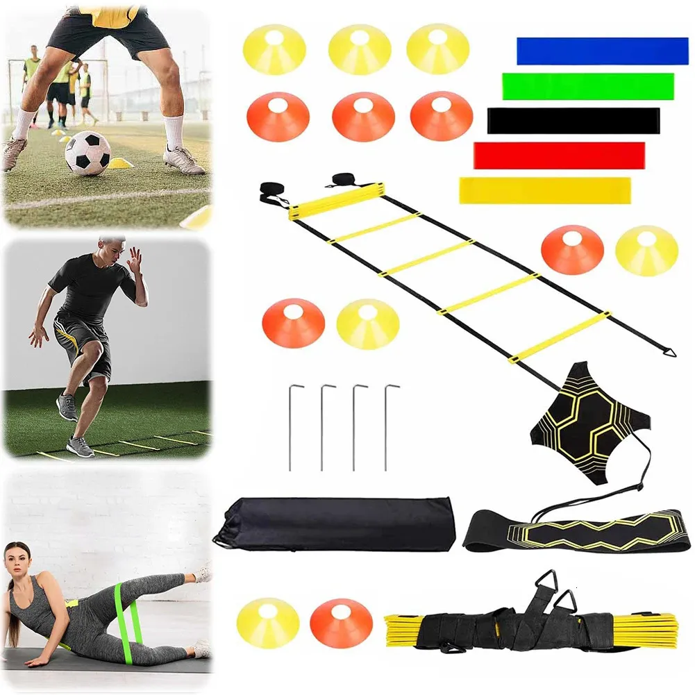 Sports Speed Agility Training Set 12 Disc Cones 4 Steel Stakes And Agility Ladder For Football - View #8
