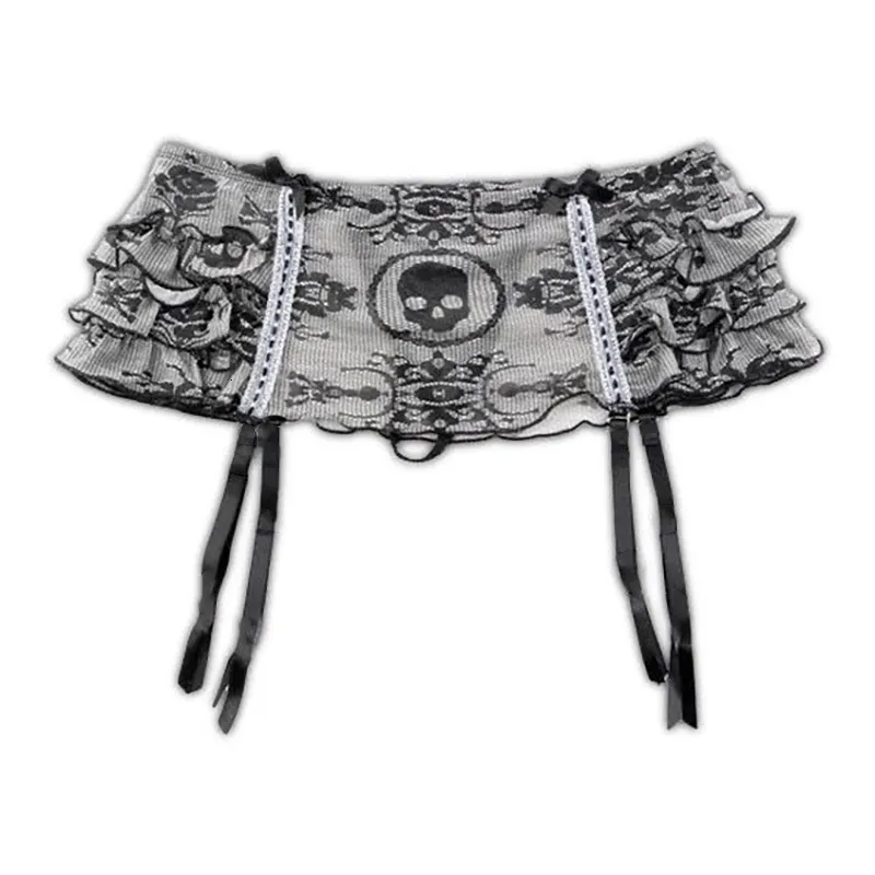 Skull Print Lace Garter Belt With Ruffles Punk Rock... From Domainstore, $18.7 | DHgate.Com Skull Print Lace Garter Belt With Ruffles Punk Rock... From Domainstore, $18.7 | DHgate.Com
