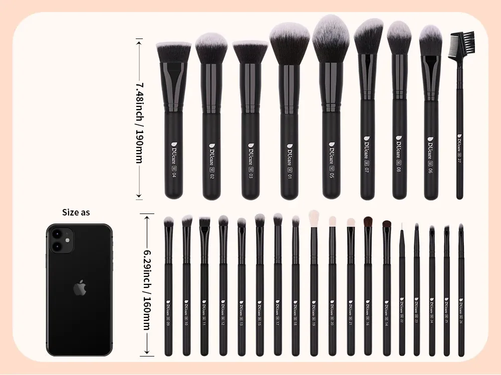 Ducare Black Makeup Brush Set - Professional Eye Shadow, Basic Powder ...