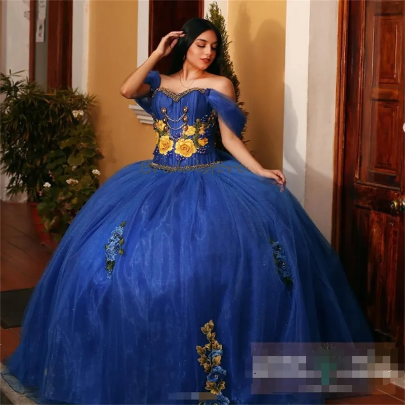 Blue Sweet Sixteen Dress Mexican Style Lace-Up Back Floor-Length Sequined  Ball Gown from Dhgate Quinceanera Dresses - price 175.38