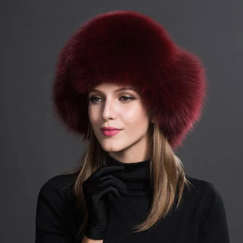 thumbnail image 2 of Black Mink Fur Hat With Big Fox Fur Pom-Pom 2 of 14