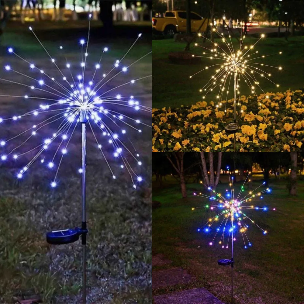 Solar Firewor Garden Lamps With Grass Globe Dandelion For Garden ...
