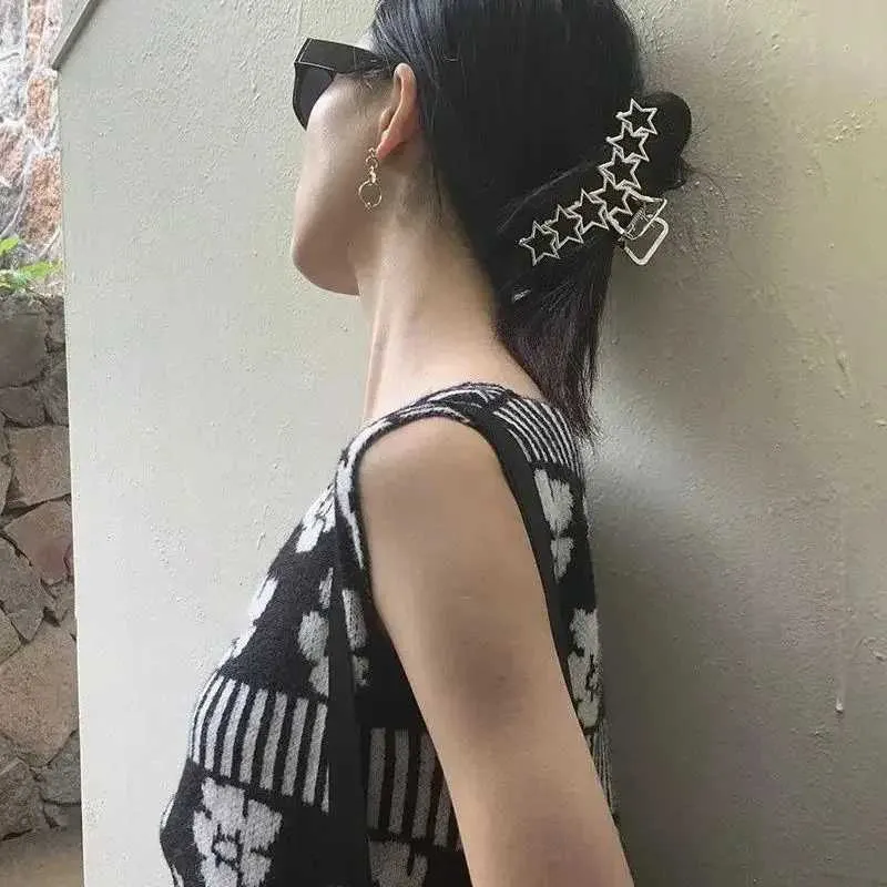 Hair Clip Metallic Hair Accessories Black Words Classic Minimalist Lux Logo Amazon.com : Music Note Hair Clips with Pearl Black Metal  main image 2