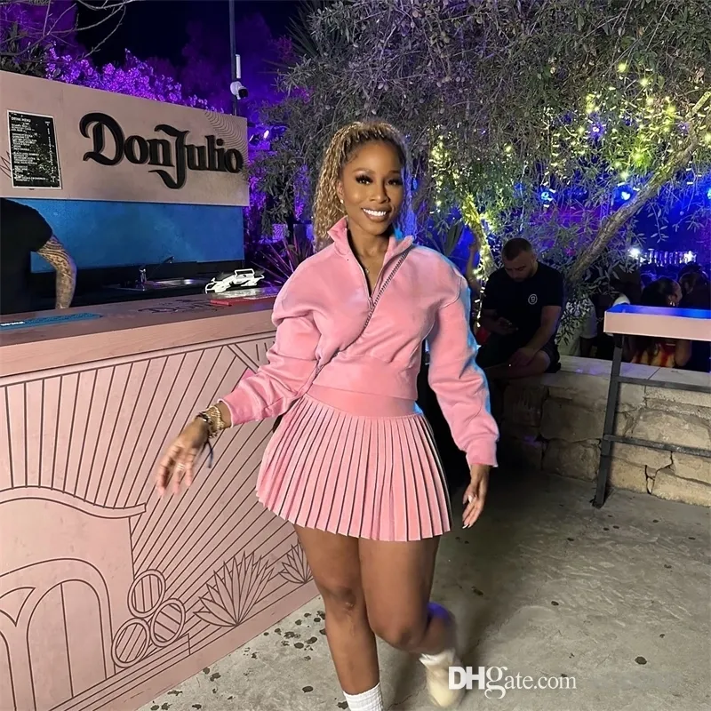 Juicy Couture Tracksuit Skirt Sets Women Piece Outfits Velvet