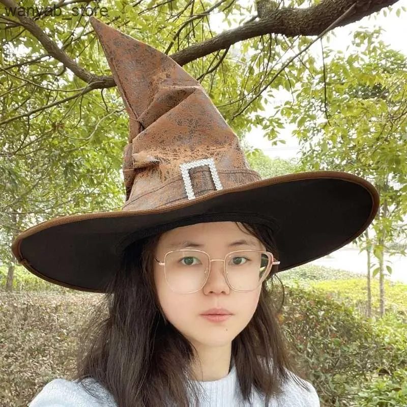 Save Big on Bulk Witch Costume Hats Stingy Brim Hats Halloween Witch Wizard  Hat Men Women Cosplay Party Wide Brim Pointed Hat For Carnival Stage - Main Image