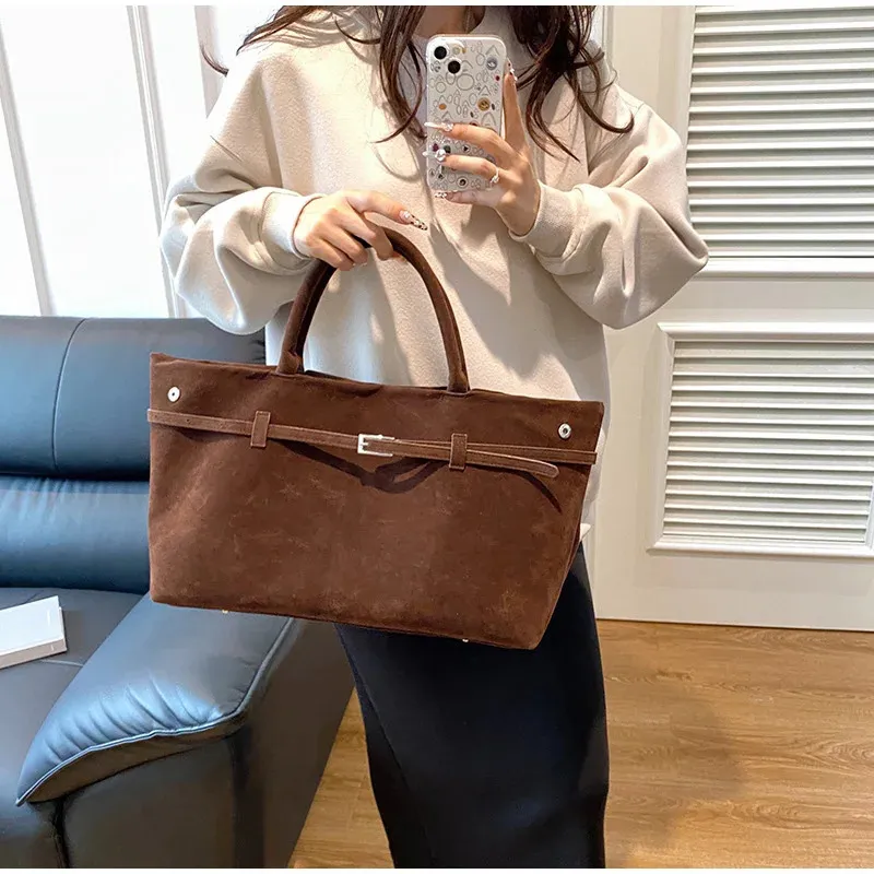 ハンドバッグ Large suede handbag DHgate.com:Large Suede Tote Handbag - Elegant Buckle Design