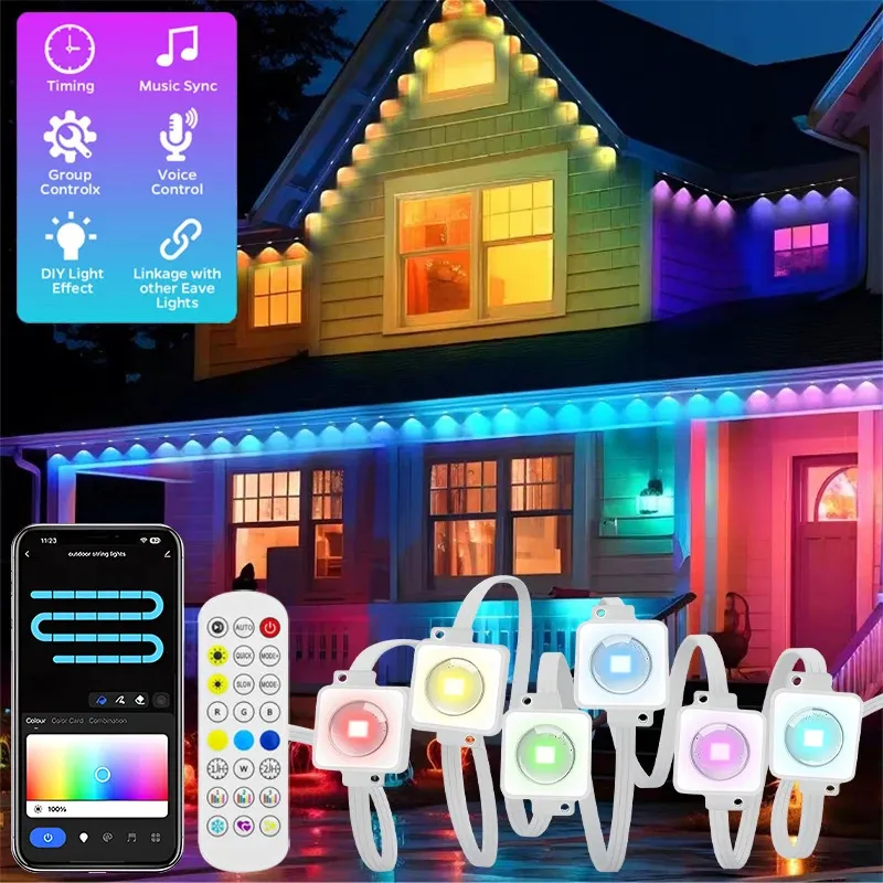 100 feet 60 LED permanent outdoor Eaves LED light waterproof RGB