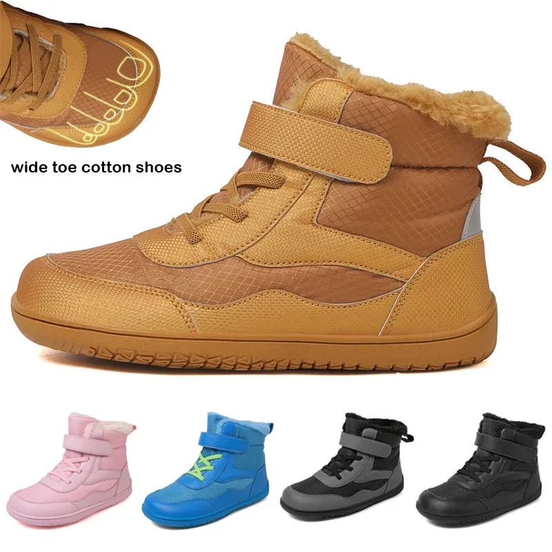 Barefoot Snow Boots for Kids: Wide Toe Box, Warm Cotton Lining, Lightweight Hiking Boots for Small to Medium Children